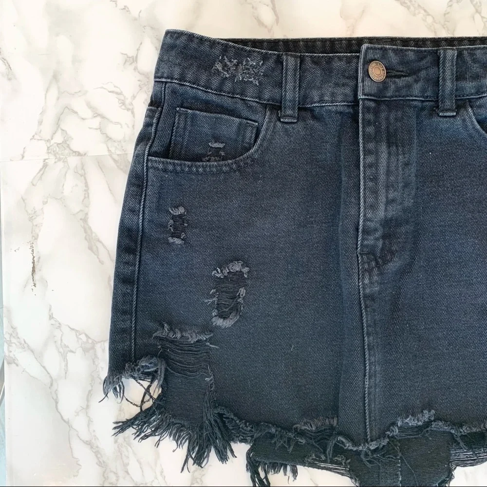Litz Black Denim Mini Skirt - Picture 6 of 7
